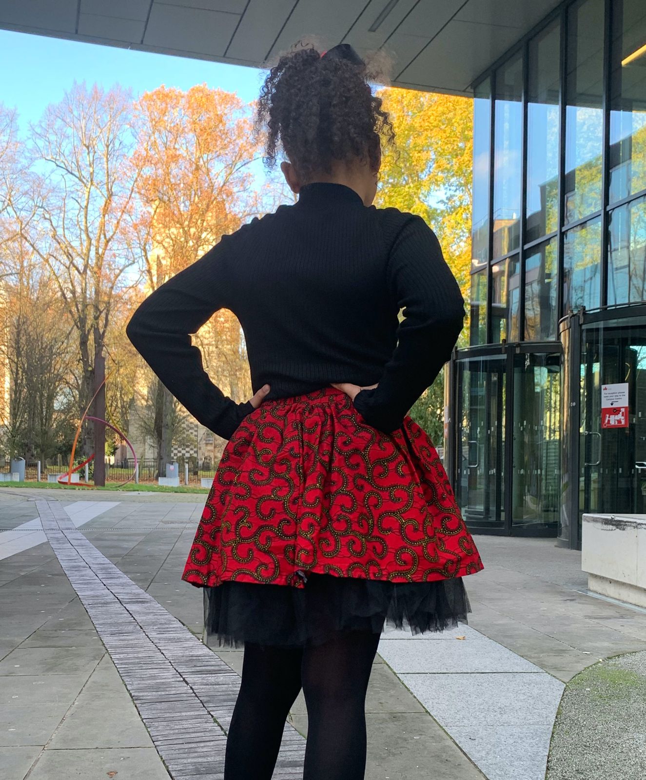 Kids Skirt in Beautiful Red and Black Bow Ankara