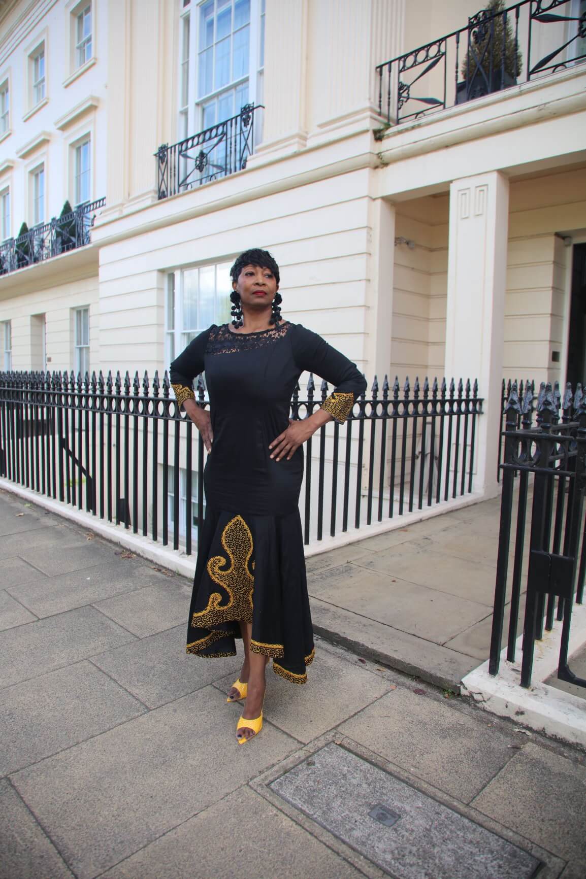 Hasina Black and Gold Embroidery Mermaid Dress