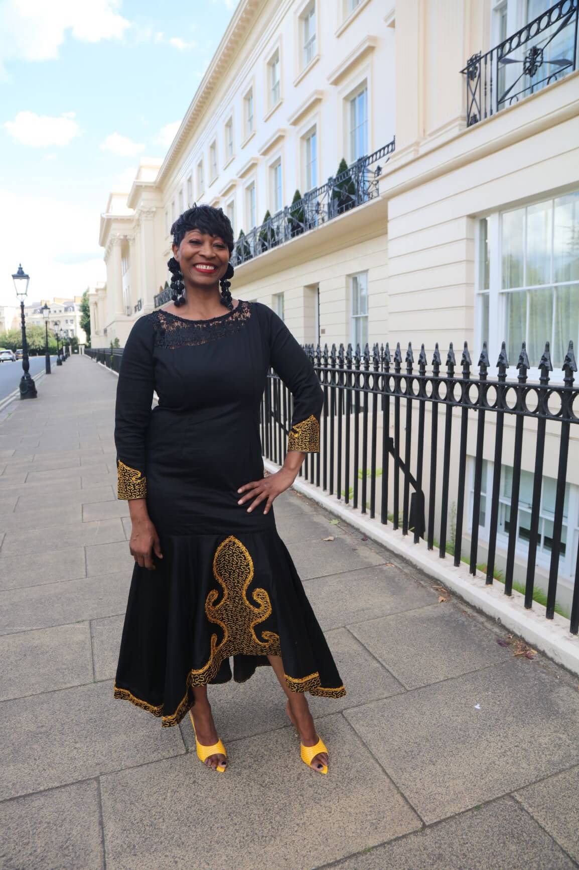 Hasina Black and Gold Embroidery Mermaid Dress