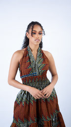 Sweetie Browning Beautiful Ankara Halter Swing Dress
