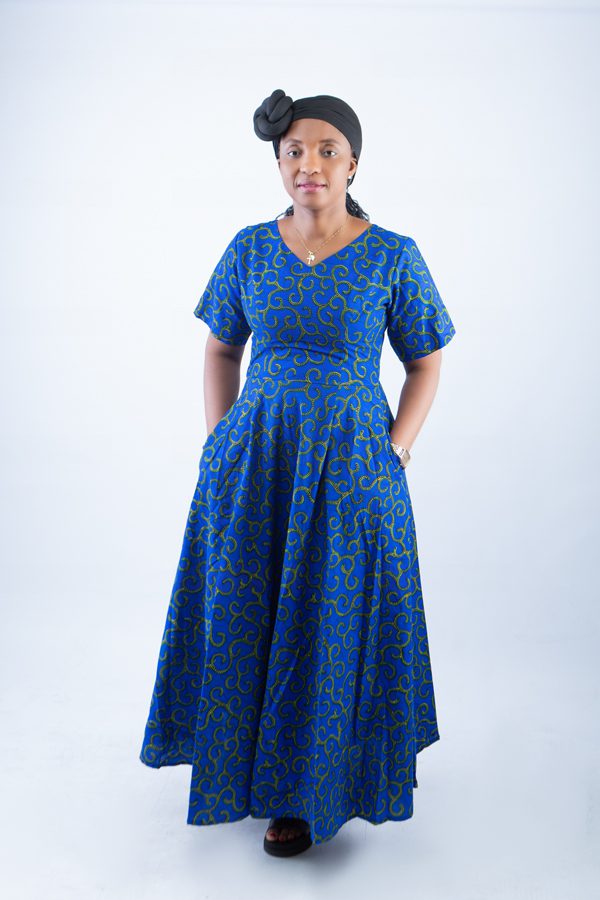 Elegant African Print Maxi Dress with Short Sleeves - Erimus
