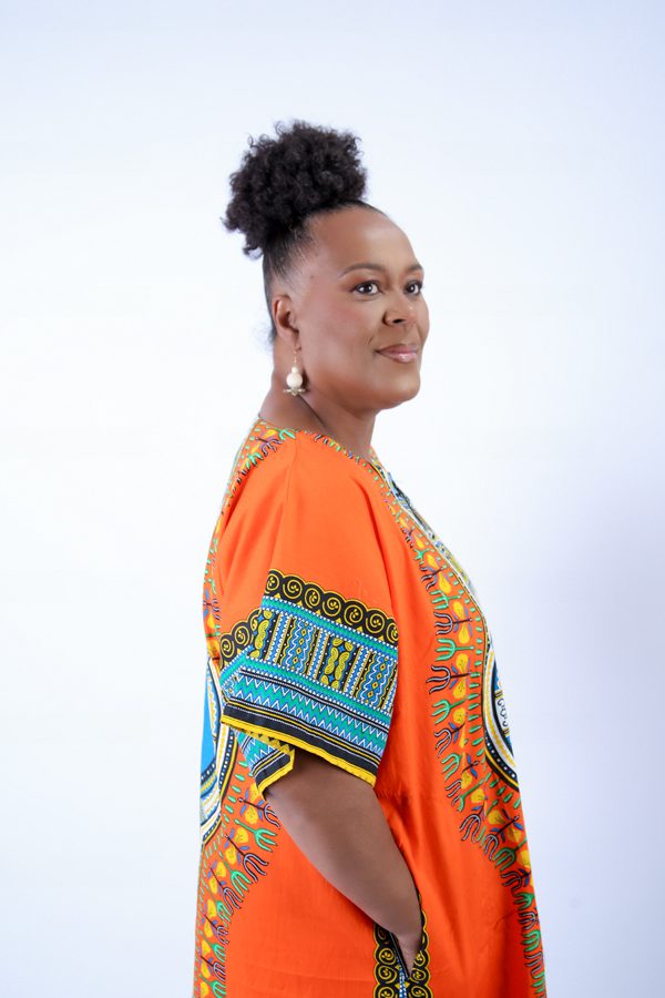 Orange Dashiki Kaftan Zip Front Maxi Dress