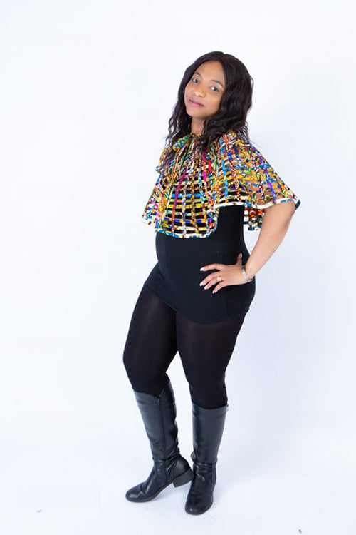 Alex Woven Rainbow African Ankara Print Cape