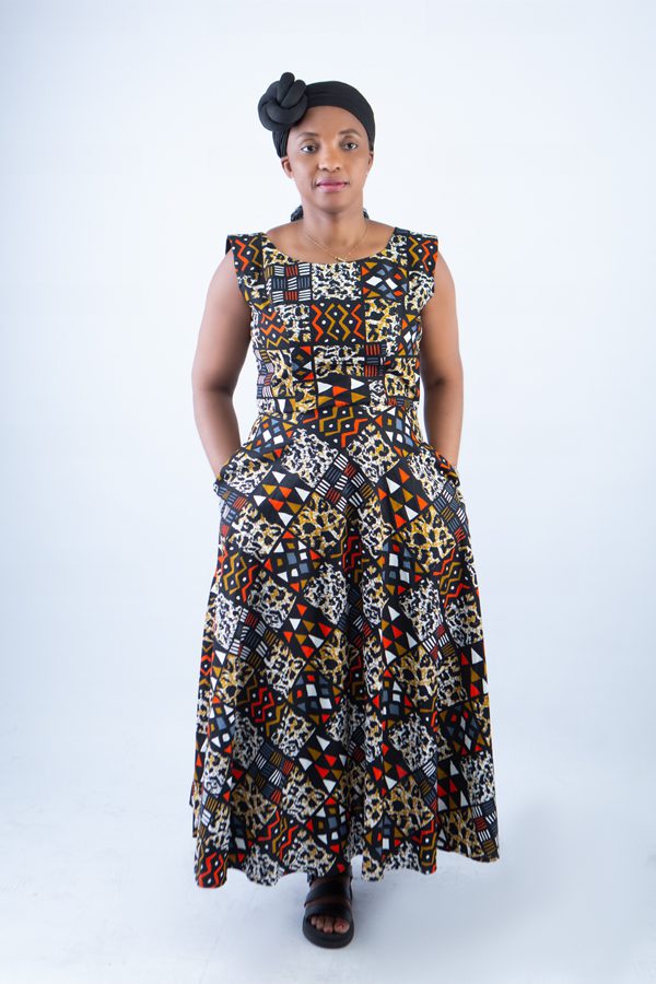 Elegant Sleeveless African Print Maxi Dress - Maze