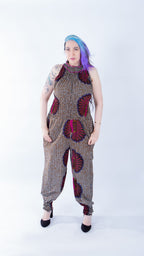 Vibrant Helen High Neck Floral Ankara Print Jumpsuit