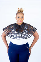 Alex Woven Jet Black African Ankara Print Cape