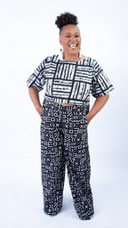 Beautiful Black and White Ankara Wide Leg Co-ord set