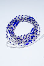 White and Blue  and Gold Waist beads