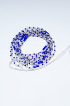 White and Blue  and Gold Waist beads