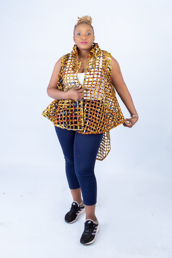 Berta Colourful Woven Asymmetrical Collared Kimono
