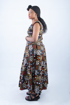 Elegant Sleeveless African Print Maxi Dress - Maze