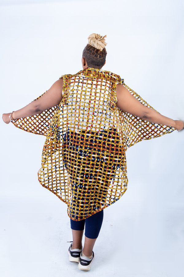 Berta Colourful Woven Asymmetrical Collared Kimono