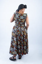 Elegant Sleeveless African Print Maxi Dress - Maze