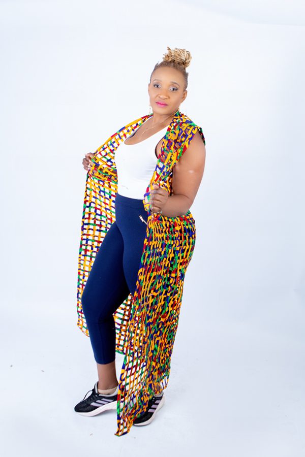 Rainbow Ada Ankara Weaved Full Length Sleeveless Kimono