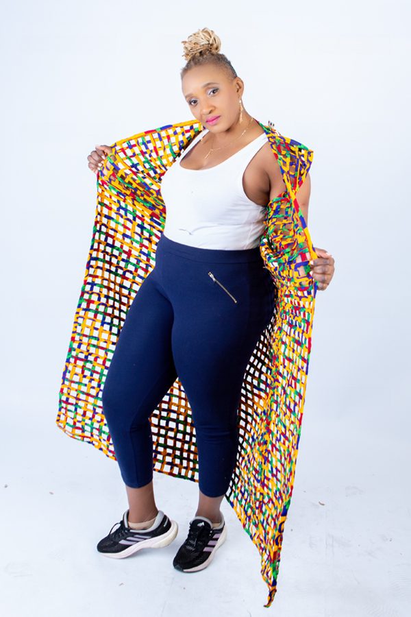 Rainbow Ada Ankara Weaved Full Length Sleeveless Kimono