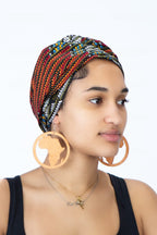 Teki Headwrap in Brown Hues Ankara African Print