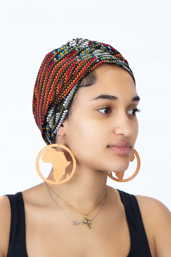 Teki Headwrap in Brown Hues Ankara African Print