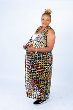 Multi-colour Ada Ankara Weaved Maxi Sleeveless Kimono