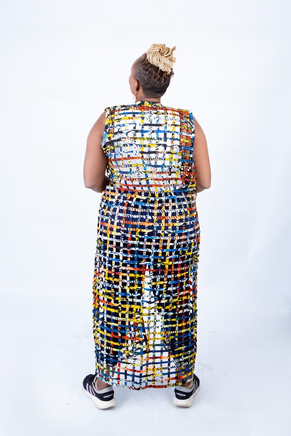 Multi-colour Ada Ankara Weaved Maxi Sleeveless Kimono