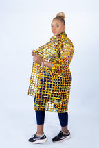 Sue Lemon Yellow Ankara Weaved Mid Puff Sleeve Throw