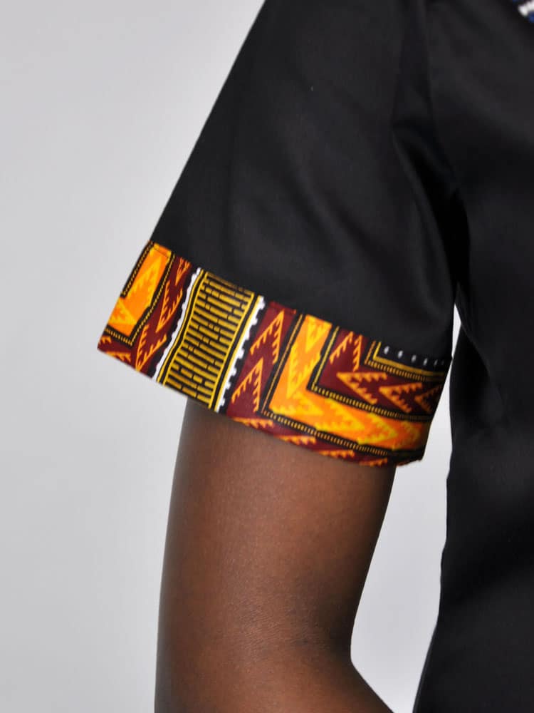 Dashiki & Polished Cotton Mix Midi Dress