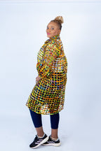 Sue Lemon Yellow Ankara Weaved Mid Puff Sleeve Throw