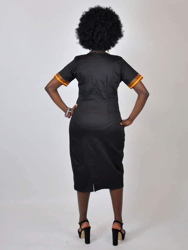 Dashiki & Polished Cotton Mix Midi Dress