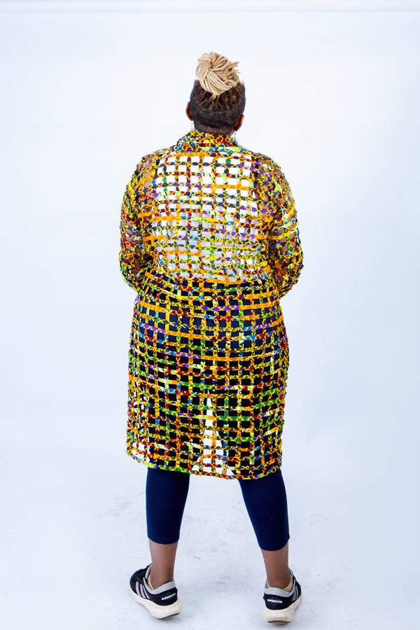 Sue Lemon Yellow Ankara Weaved Mid Puff Sleeve Throw