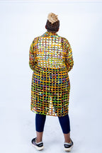 Sue Lemon Yellow Ankara Weaved Mid Puff Sleeve Throw