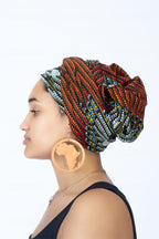 Teki Headwrap in Brown Hues Ankara African Print