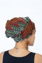 Teki Headwrap in Brown Hues Ankara African Print