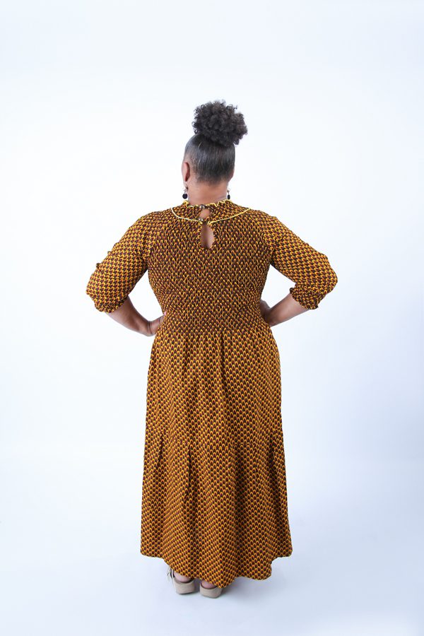 Denise Long Sleeve Maxi in Gorgeous Mustard Pattern
