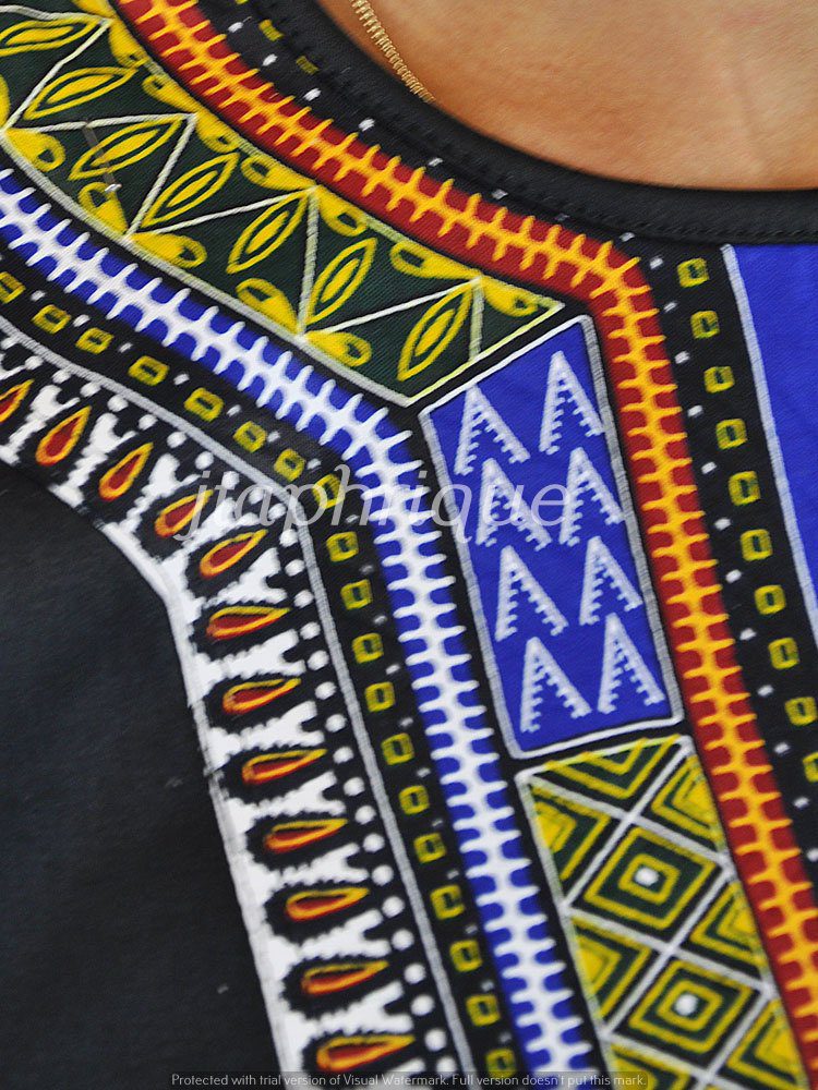 Black Dashiki Print Shirt