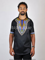 Black Dashiki Print Shirt