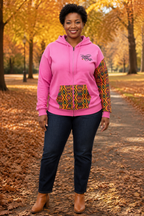 Afro-Fusion Hoodie – Unisex Ankara Print Pink  Pullover Hoodie