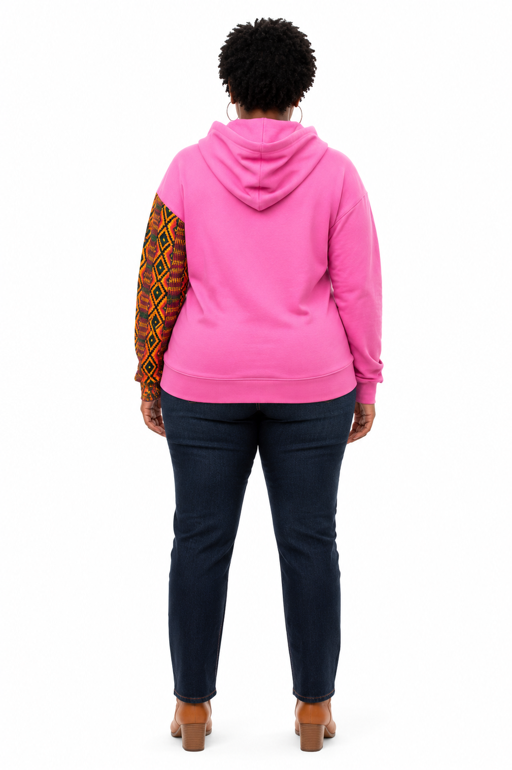Afro-Fusion Hoodie – Unisex Ankara Print Pink  Pullover Hoodie