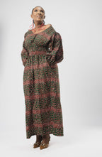 Alluring Deep Green Red Beautiful Ankara Leopard Dress