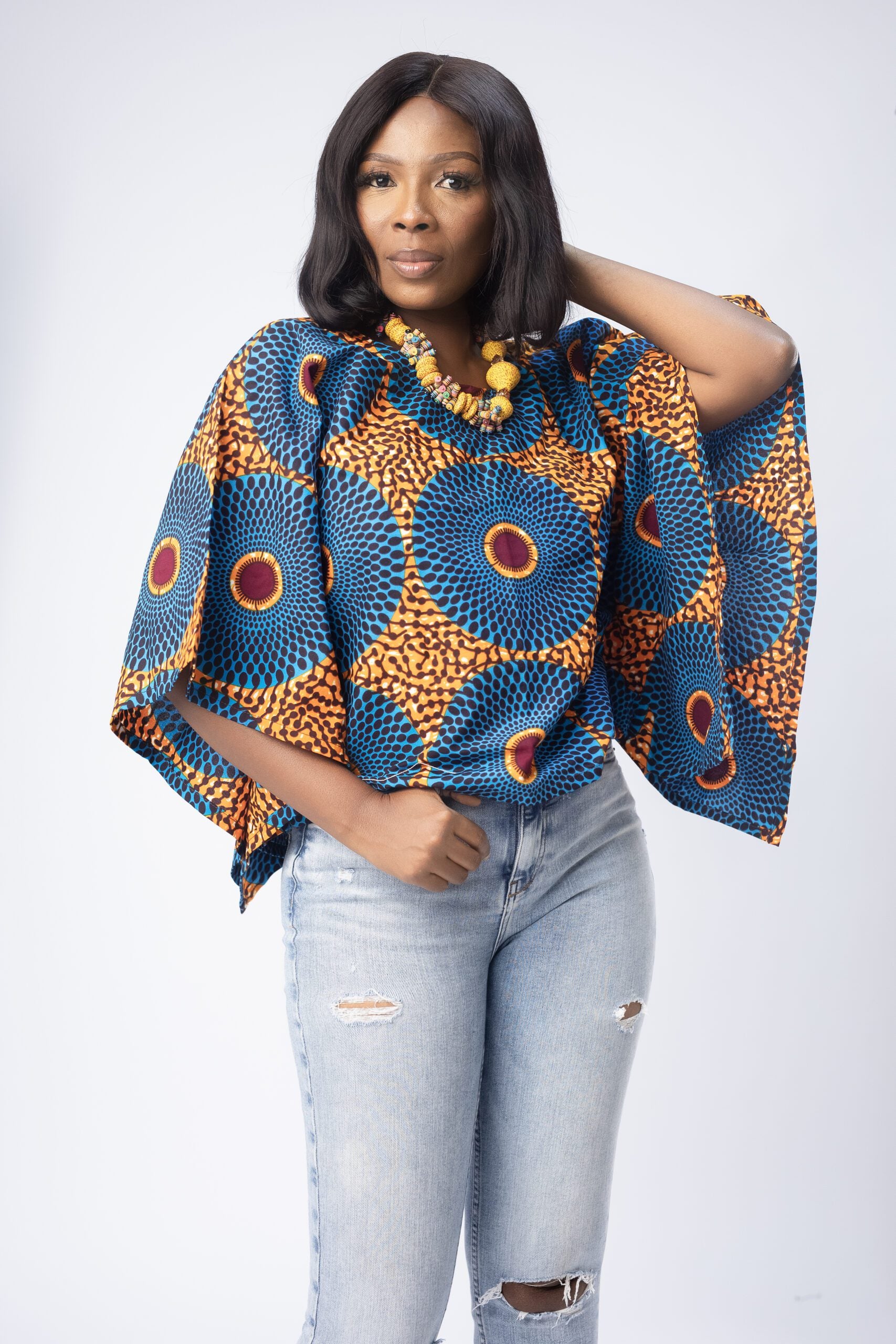 Beautiful Beau Batwing African Ankara Round Neck Top