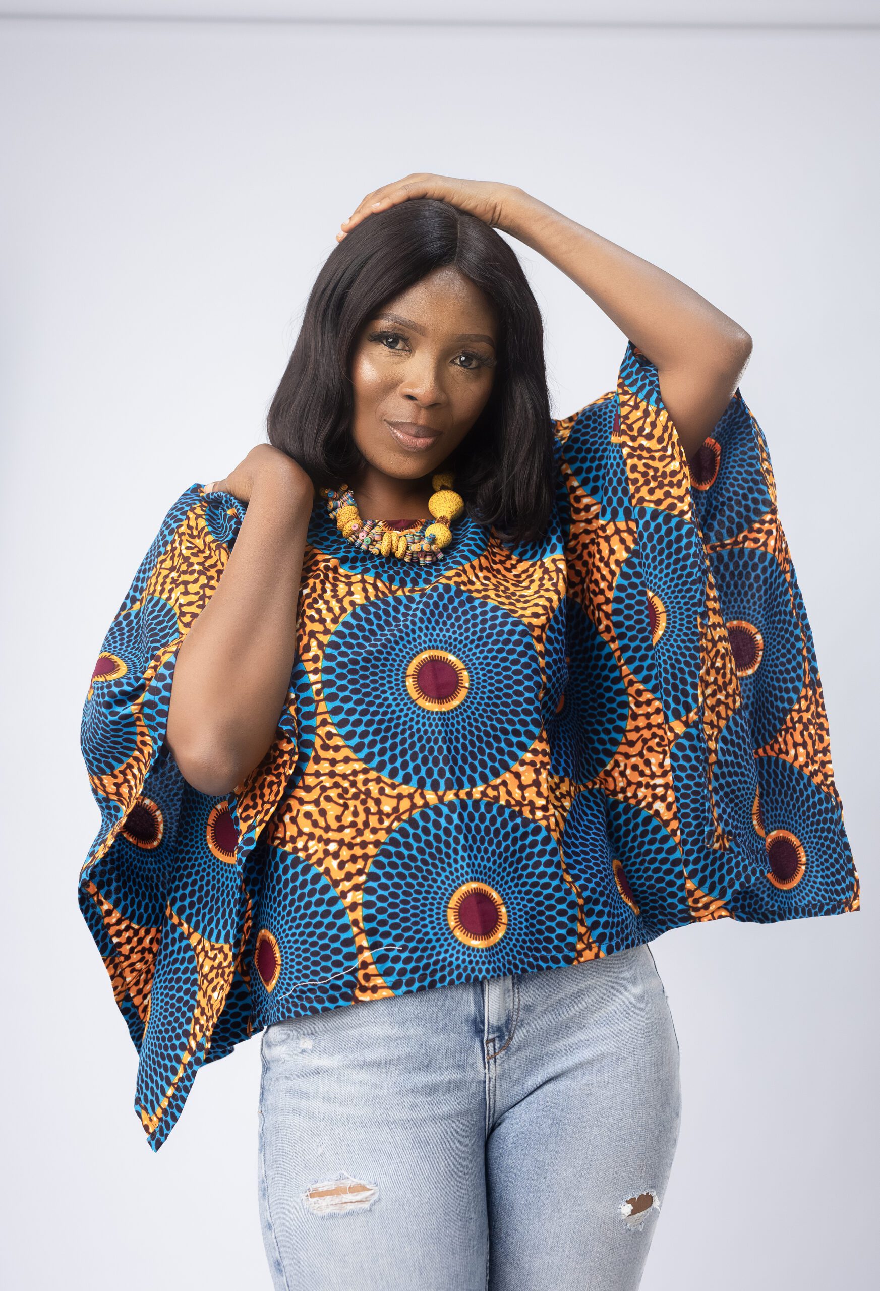 Beautiful Beau Batwing African Ankara Round Neck Top