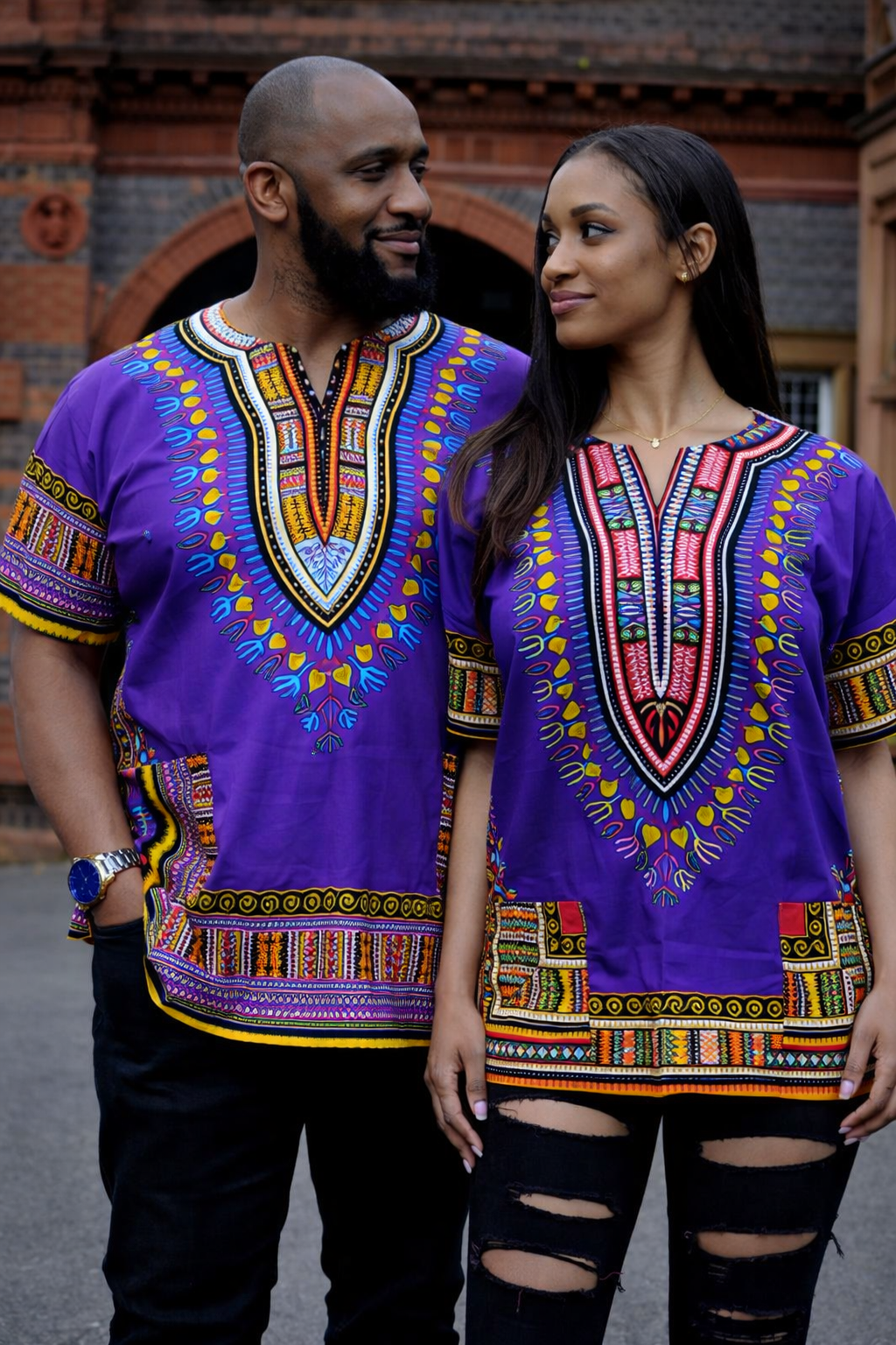 Men's Purple African Dashiki Loose Fit Shirt