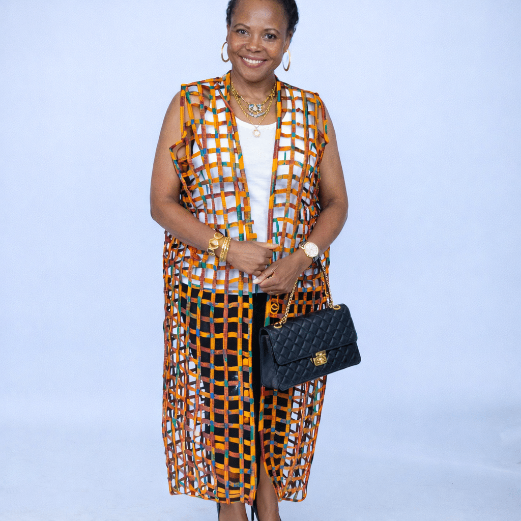 Multicoloured Ankara Weaved Maxi Sleeveless Kimono - Afolabi