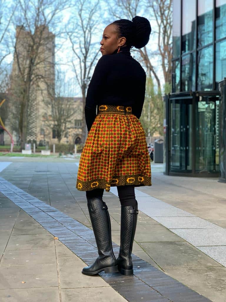Zalika High-Waisted Ankara Knee- Length Skirt