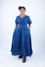 Elegant African Print Maxi Dress with Short Sleeves - Erimus