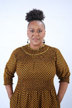 Denise Long Sleeve Maxi in Gorgeous Mustard Pattern