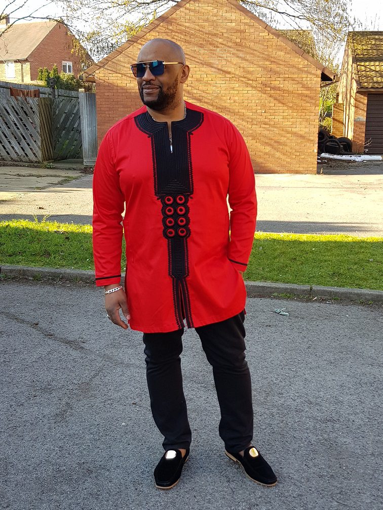 Idir Red & Black African Embroidery Shirt