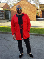 Idir Red & Black African Embroidery Shirt