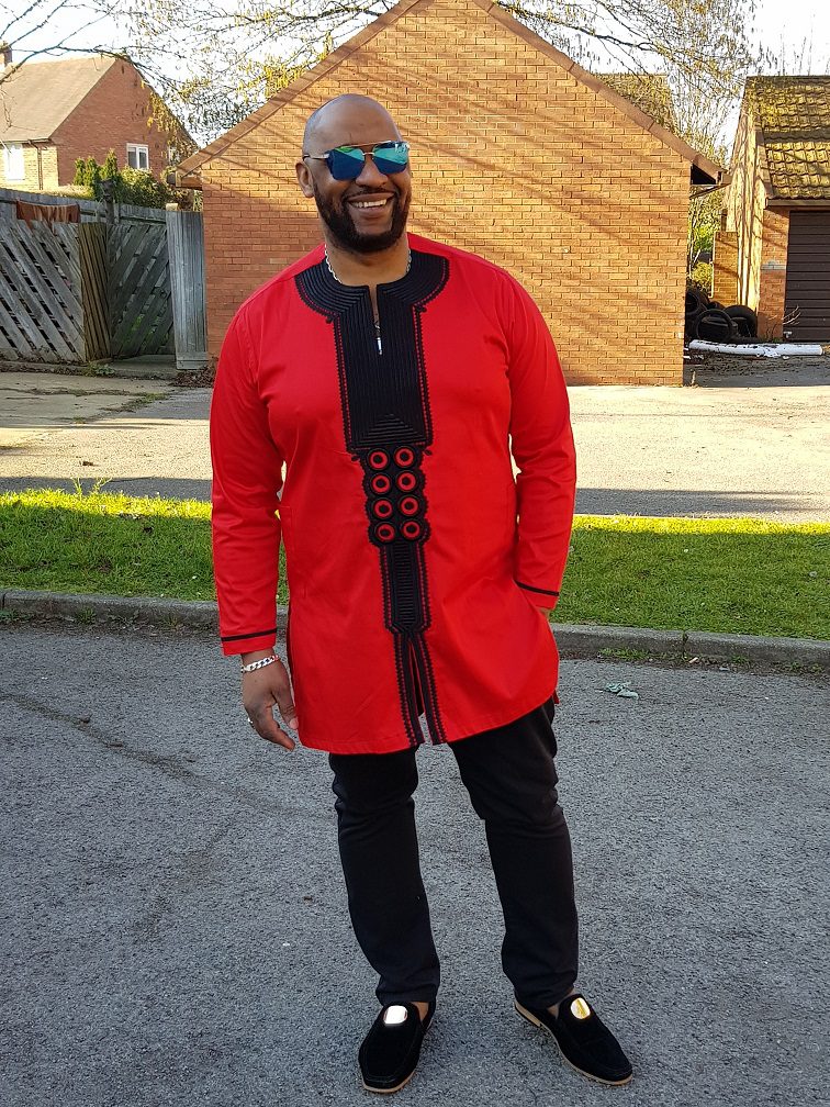 Idir Red & Black African Embroidery Shirt
