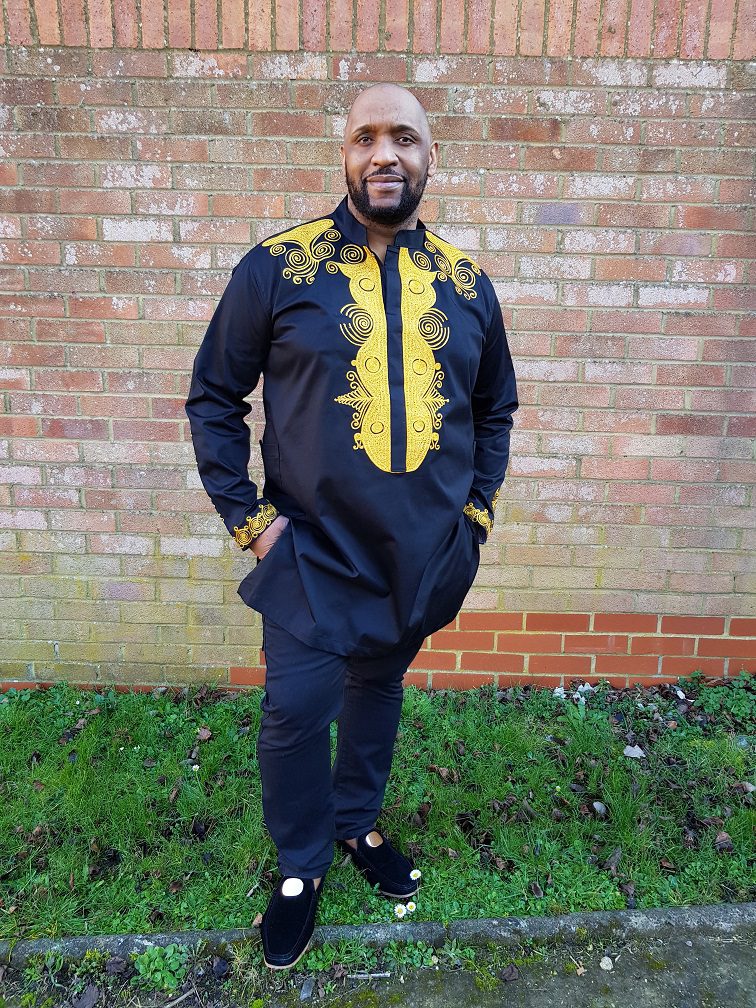 Kabelo Black & Gold Abstract Embroidery Shirt