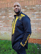 Kabelo Black & Gold Abstract Embroidery Shirt