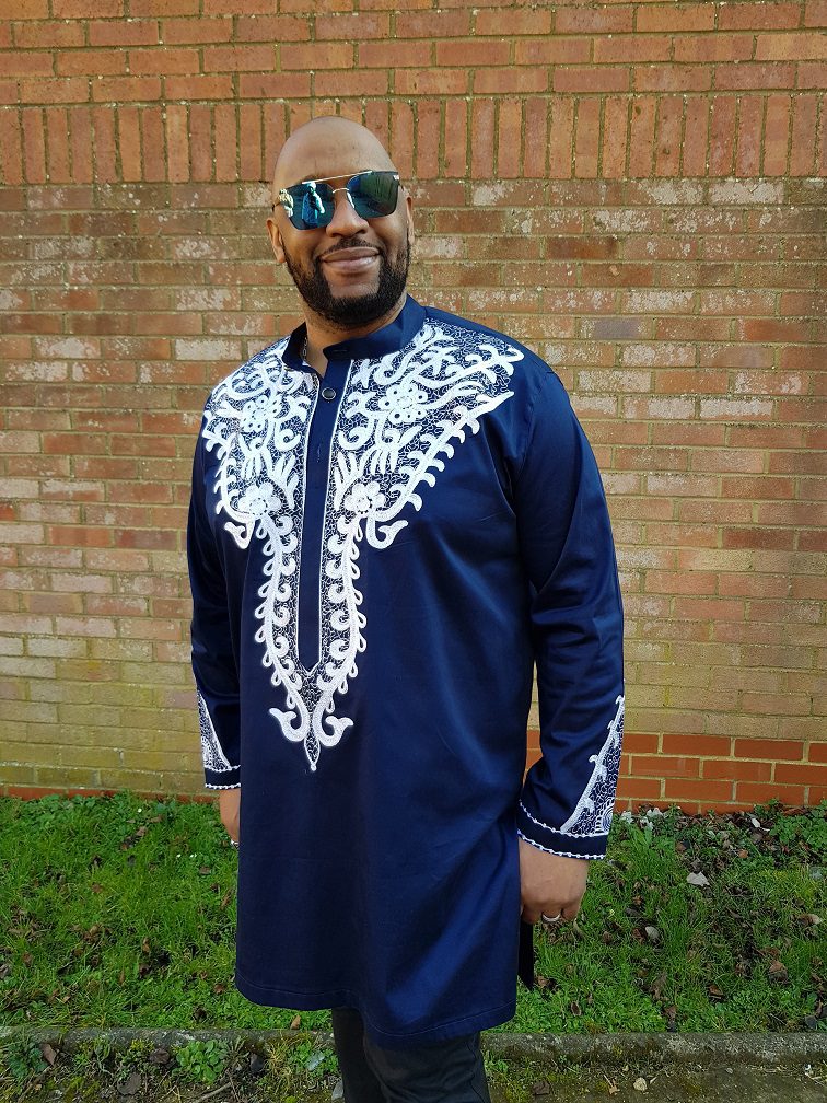 Kgosi Navy & Abstract White Embroidery Shirt